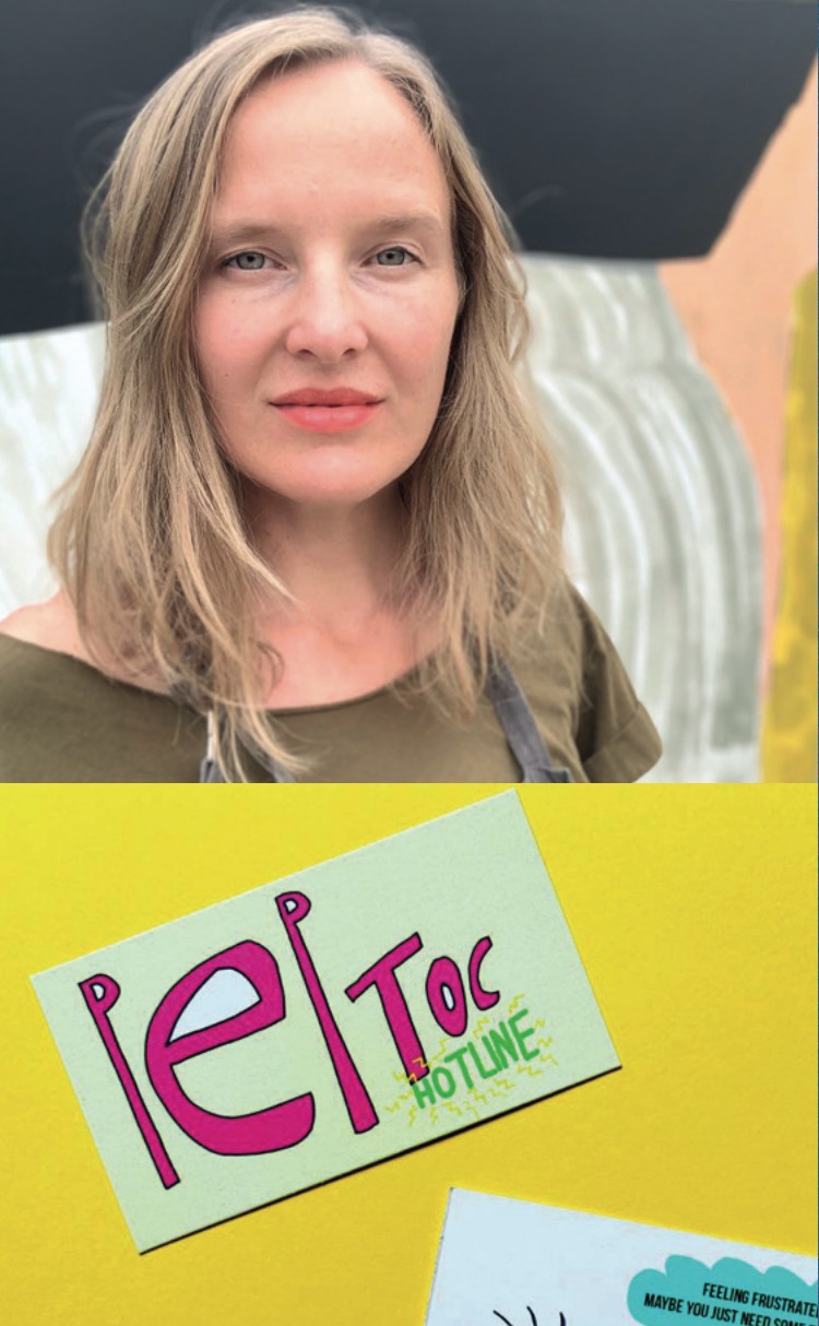 Jessica Martin of Peptoc, with Peptoc Hotline cards